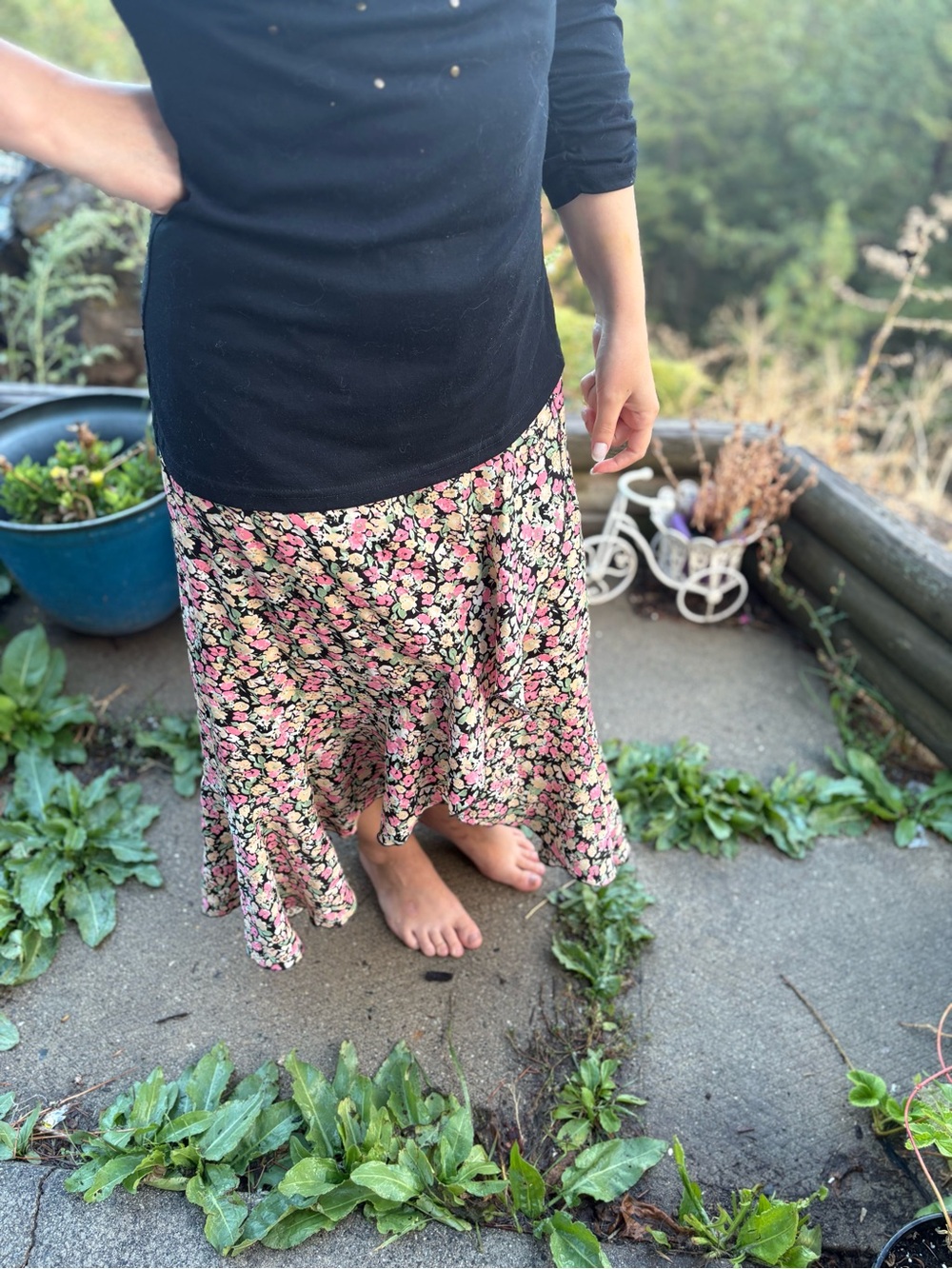 Ladies Floral High Low Ruffle Skirt
